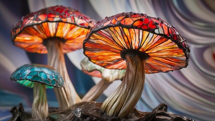 mushrooms in the autumn forest