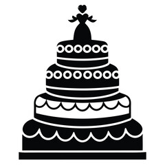 Wedding cake silhouette on white background