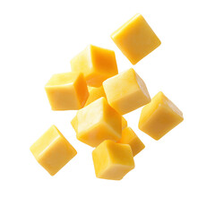 3D Render of Falling Mango Cube on Transparent Background, Full Depth of Field