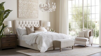 Elegant bedroom design modern home interior decoration cozy environment bright viewpoint style inspiration