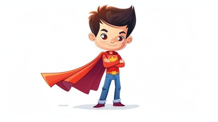 A cartoon boy dressed as a superhero.