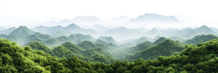 Misty green mountain range landscape. (2)