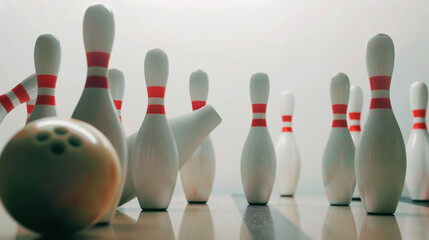 Naklejka premium bowling ball and pins
