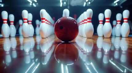 Naklejka premium bowling ball and pins