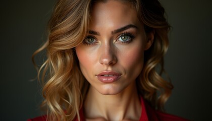 Fototapeta premium A woman with long blonde hair and blue eyes