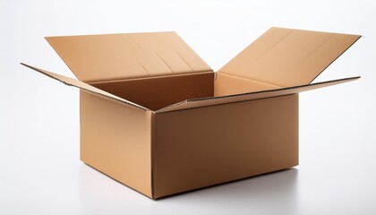 Open cardboard box isolated on a white background