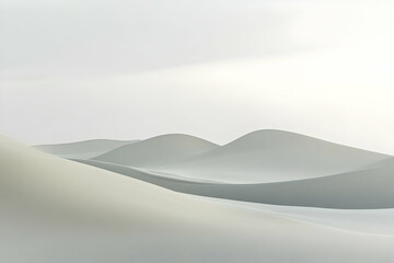 A serene landscape of gentle, undulating sand dunes in soft, muted tones.