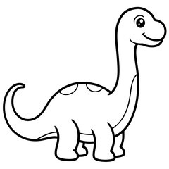 Cute Cartoon vector Dinosaur for Coloring Page Outline.