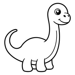 Cute Cartoon vector Dinosaur for Coloring Page Outline.