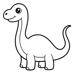 Cute Cartoon vector Dinosaur for Coloring Page Outline.