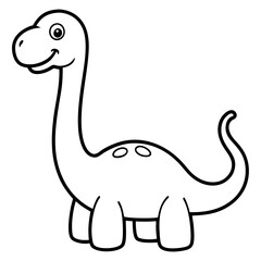Cute Cartoon vector Dinosaur for Coloring Page Outline.