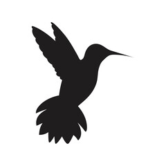 Graceful Silhouette of a Hummingbird in Flight – Elegant Bird Vector Design