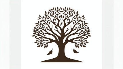 Naklejka premium A silhouette of a leafy tree.