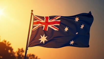 Australian Flag at Sunset: A Symbol of National Pride