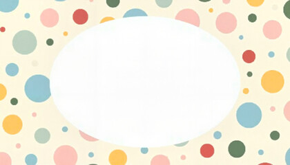 Colorful dots pattern design with blank oval frame and copy space