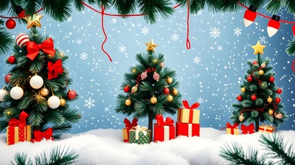 Christmas Background 2025, New Year, Gifts and tree, Happy new year