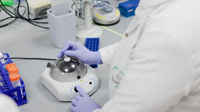 A doctor analyzes samples