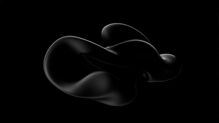 Visualize a black background with minimal abstract shapes that softly contrast against the darkness. The shapes are gently textured,