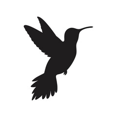 Graceful Silhouette of a Hummingbird in Flight – Elegant Bird Vector Design