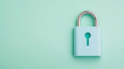 Fototapeta premium Privacy matters in health and medical info concept. A mint-colored padlock on a solid background.