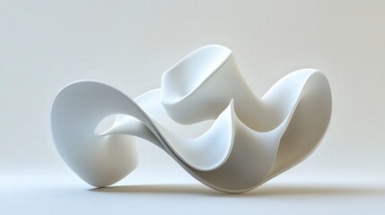Visualize a clean, 3D white background featuring floating abstract shapes with smooth, flowing lines.