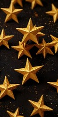 Obraz premium golden stars on black background for Christmas