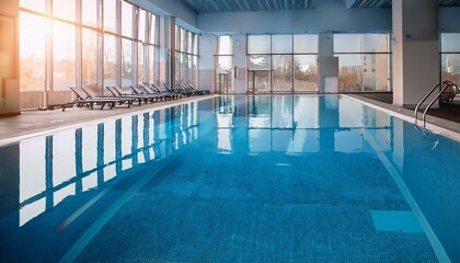 Obraz premium Generated image Pool edge with large indoor pool and copy space