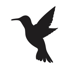 Graceful Silhouette of a Hummingbird in Flight – Elegant Bird Vector Design