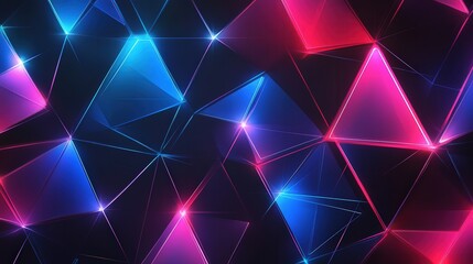 a high-tech, dark background composed of triangular blocks that interlock to form a geometric structure.