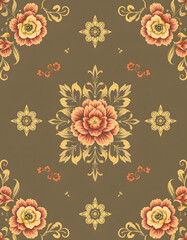 Floral old retro vintage ornament wallpaper on background. Cute ornament floral pattern. Background design. Vintage wallpaper, realistic, with white tones