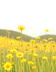 Obraz premium yellow flower field meadow vintage retro, Paper Cutout style, with white tones