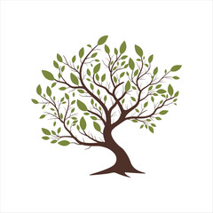 Obraz premium Tree Vector with Green Leaves, Nature-Inspired Illustration