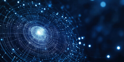 Obraz premium Blue Dark Technological Background With White Line Design And Glowing Elements, Red Orange Style Arrow And Dark Red Background, Futuristic Tech Style, Digital Background.