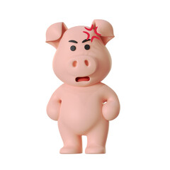 Cute Pig Mascot Mad Angry