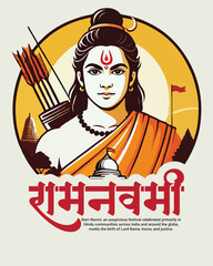 Happy ram navami and Subh ram navami with lord ram social media post banner template