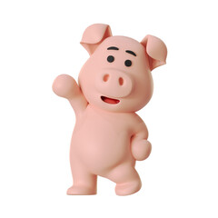 Cute Pig Mascot Greeting Hello