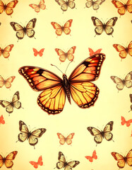 Butterfly background paper texture. Vintage Butterfly Pattern, vintage, with white tones