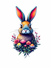 Obraz premium Creative abstract Easter bunny logo illustrated on white background