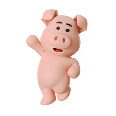 Cute Pig Mascot Jumping High