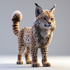 Obraz premium Majestic Eurasian Lynx: A Stunning 3D Render of a Wild Cat