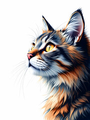 Fototapeta premium Cat portrait detailed illustrated on white background