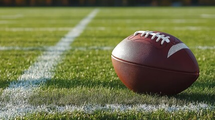 Closeup of American Football on Field
