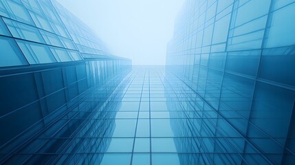 Fototapeta premium Modern glass architecture urban city building facade futuristic environment upward view minimalist design