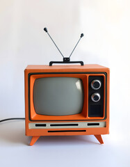 Old color TV, papercraft, with white tones