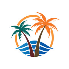 Fototapeta premium palm tree logo vector icon