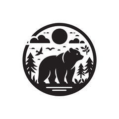 Black Color Bear silhouette design Vector Illustration, Solid White Background 4.eps