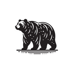 Black Color Bear silhouette design Vector Illustration, Solid White Background 5.eps