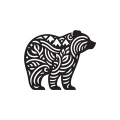 Black Color Bear silhouette design Vector Illustration, Solid White Background 6.eps