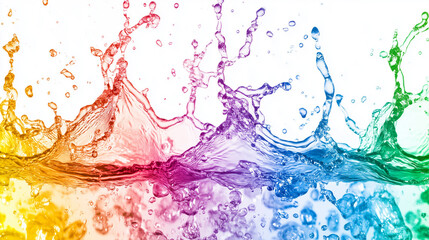 Colorful water splash representing vibrant hues of Holi festival, dynamic motion with bright gradient
