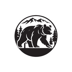 Black Color Bear silhouette design Vector Illustration, Solid White Background 10.eps